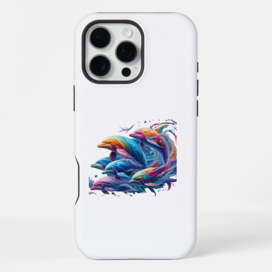 輝くイルカのアート iPhoneケース (裏面)