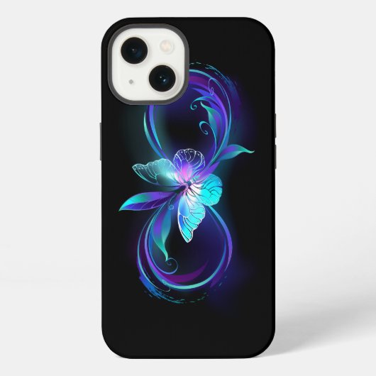 輝くインフィニティと魔法の蝶 iPhoneケース (裏面)
