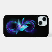 輝くインフィニティと魔法の蝶 iPhone 15ケース (裏面横)