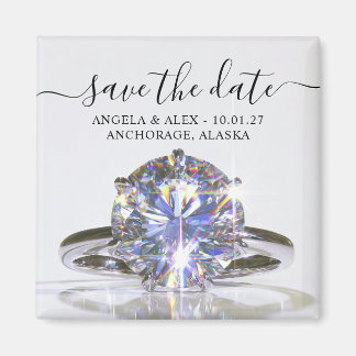 輝くウェディングリングの結婚式日程お知らせ マグネット