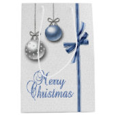 輝くエレガントクリスマスボール ミディアムペーパーバッグ (正面)