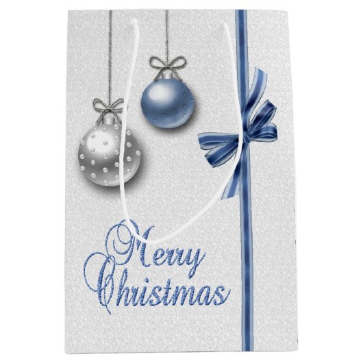 輝くエレガントクリスマスボール ミディアムペーパーバッグ (正面)