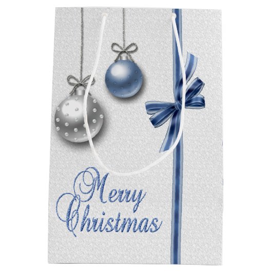 輝くエレガントクリスマスボール ミディアムペーパーバッグ (裏面)