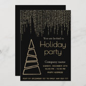 輝くエレガント輝くス企業のクリスマパーティー 招待状 (正面/裏面)