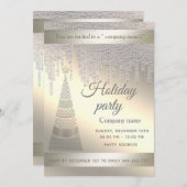 輝くエレガント輝くス企業のクリスマパーティー 招待状 (正面/裏面)