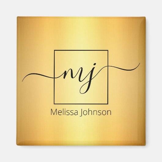 輝くエレガント金ゴールドのレタリング マグネット (正面)