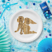 輝くエレガント黄金の天使の天空の白 ペーパープレート (パーティー)