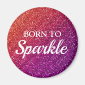 輝くオレンジと紫のグリッターと輝く生まれための マグネット (正面)