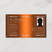 輝くオレンジシルバー装飾 - モノグラムと写真付き 名刺 (裏面)