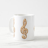 輝くオレンジ色の音符 コーヒーマグカップ (正面左)