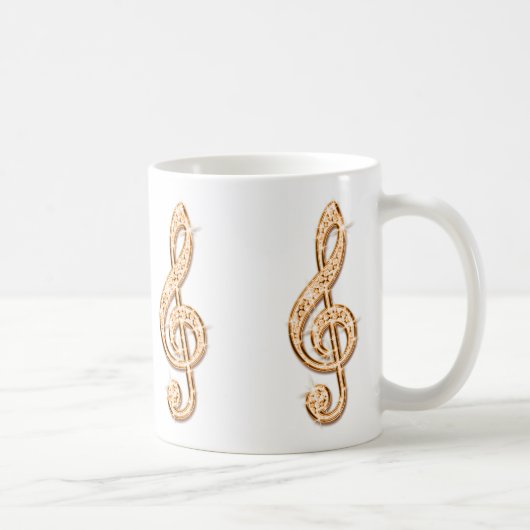 輝くオレンジ色の音符 コーヒーマグカップ (右)