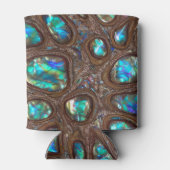 輝くオーストラリアン・ブラックオパール宝石を木で囲んで 缶クーラー (裏面)