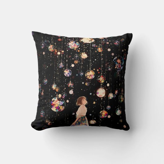 輝くオーブの星夜  クッション (正面)