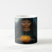 輝くオーブを持つ神秘の魔女 コーヒーマグカップ (中央)