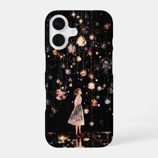 輝くオーブ 星空の夜 iPhone 16 カバー (裏面)