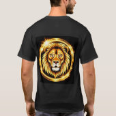 輝くオーラを放つ金のライオンの頭 Tシャツ (裏面)