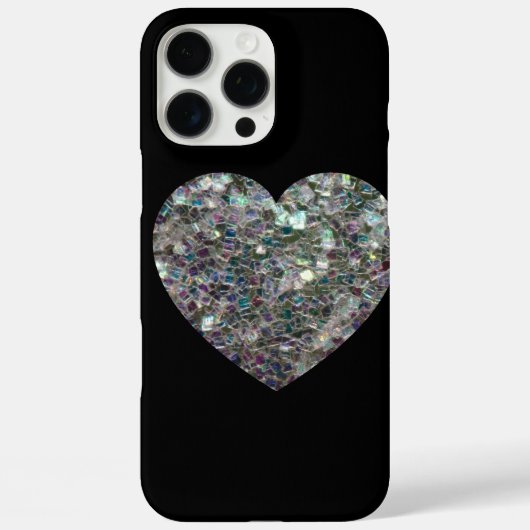 輝くカラフルなシルバーモザイクハート Case-Mate iPhoneケース (裏面)