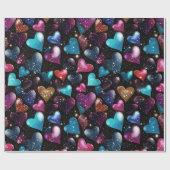 輝くカラフルハートパターン ラッピングペーパー (フラット)