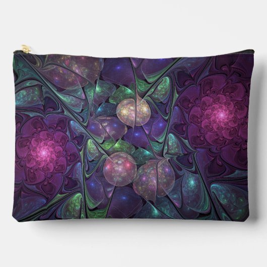 輝くカラフル抽象芸術モダンフラクタル芸術 アクセサリーポーチ (正面)