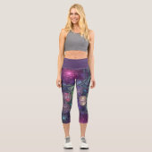 輝くカラフル抽象芸術モダンフラクタル芸術 カプリレギンス (正面)