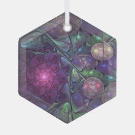 輝くカラフル抽象芸術モダンフラクタル芸術 ガラスオーナメント