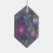 輝くカラフル抽象芸術モダンフラクタル芸術 ガラスオーナメント (正面右)