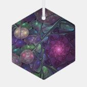 輝くカラフル抽象芸術モダンフラクタル芸術 ガラスオーナメント (裏面)