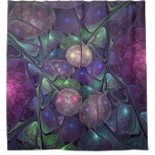 輝くカラフル抽象芸術モダンフラクタル芸術 シャワーカーテン (正面)