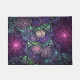 輝くカラフル抽象芸術モダンフラクタル芸術 ドアマット