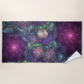 輝くカラフル抽象芸術モダンフラクタル芸術 ビーチタオル (正面)