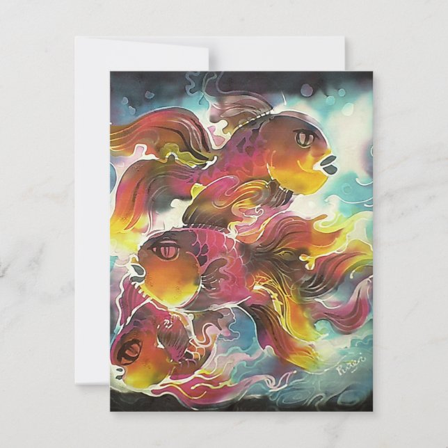 輝くカラフル金魚のシルクアート (正面)
