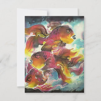 輝くカラフル金魚のシルクアート