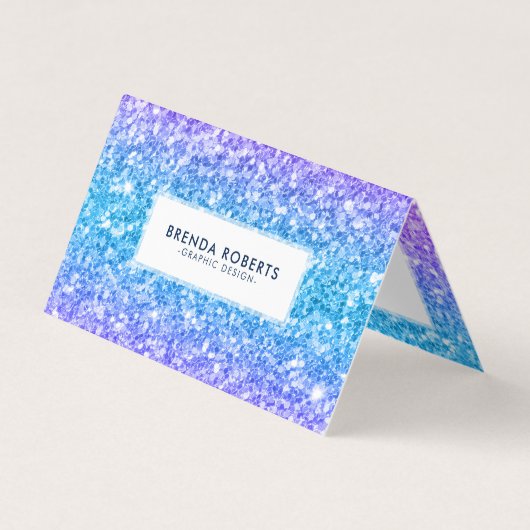輝くカラーのフェイクグリッター 名刺 (正面)