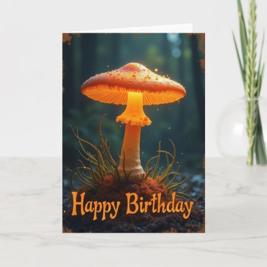 輝くキノコの誕生日カード カード (正面)