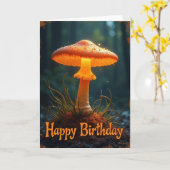 輝くキノコの誕生日カード カード (黄色い花)