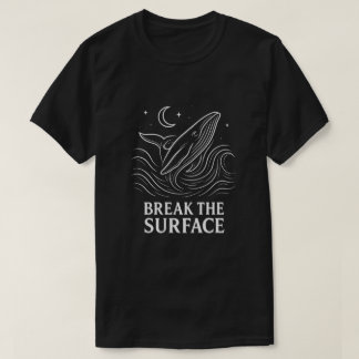 輝くクジラのラインアート オーシャンパワー Tシャツ