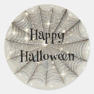 輝くクモの巣 癒されるタンジェリンのハロウィンパーティー ラウンドシール