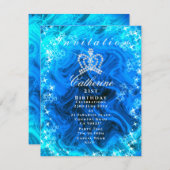 輝くクラウングラデーションアクア招待状 招待状 (正面/裏面)