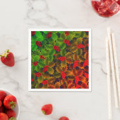 輝くクリの葉と冬の赤と緑の暖炉 スタンダードカクテルナプキン (インサイチュ)