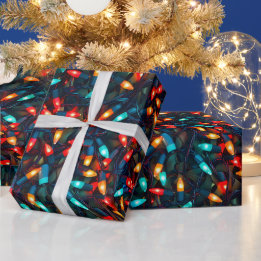 輝くクリスマスイルミネーションパターン ラッピングペーパー