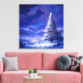 輝くクリスマスツリーの雪山風景 キャンバスプリント (インサイチュ (リビング))