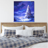 輝くクリスマスツリーの雪山風景 キャンバスプリント (インサイチュ (寝室))