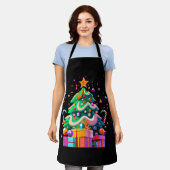 輝くクリスマスツリーの魔法 エプロン (着用した状態)
