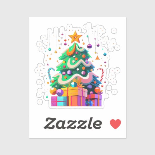 輝くクリスマスツリーの魔法 シール (シート)