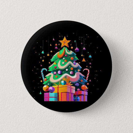 輝くクリスマスツリーの魔法 缶バッジ (正面)