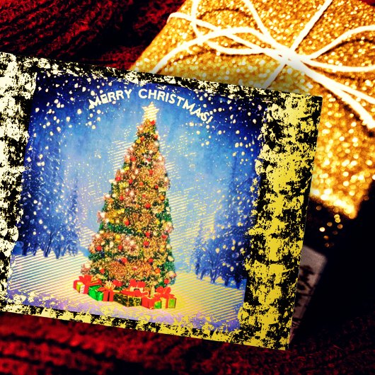 輝くクリスマスツリー 箔シーズンポストカード