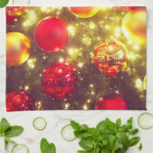 輝くクリスマスボールクラスタの喜び キッチンタオル (折り畳み)