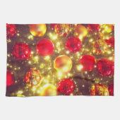 輝くクリスマスボールクラスタの喜び キッチンタオル (横)