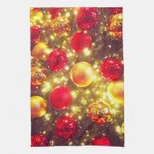 輝くクリスマスボールクラスタの喜び キッチンタオル (縦)