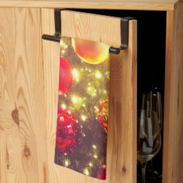 輝くクリスマスボールクラスタの喜び キッチンタオル